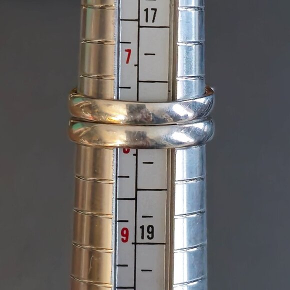 Sterling Silver Reversible Inlay Set Oval Red Coral & Turquoise Ring Size 7.75 - Picture 12 of 15